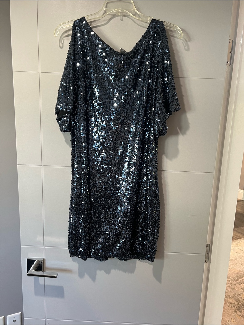 Cache Navy Blue Sequin Midi Dress